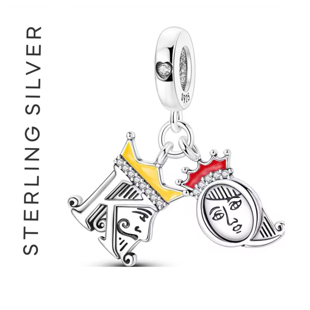 🌟 S925 Sterling Silver King and Queen Charm